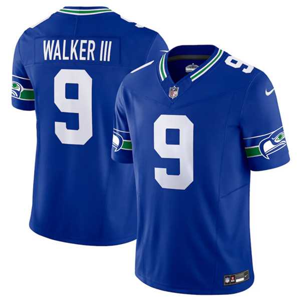 Men%27s Seattle Seahawks #9 Kenneth Walker III Royal 2023 F.U.S.E. Vapor Limited Throwback Stitched Jersey